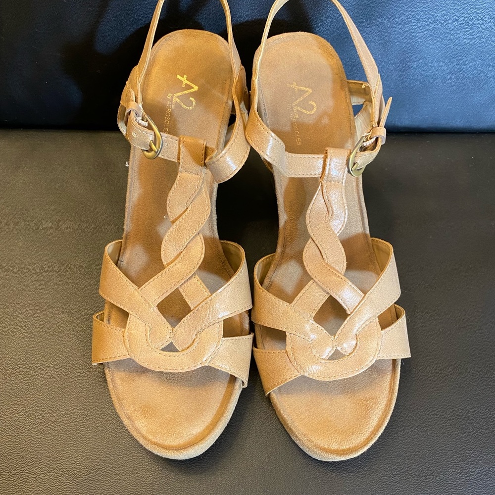 AEROSOLES Tan Wedge Sandals